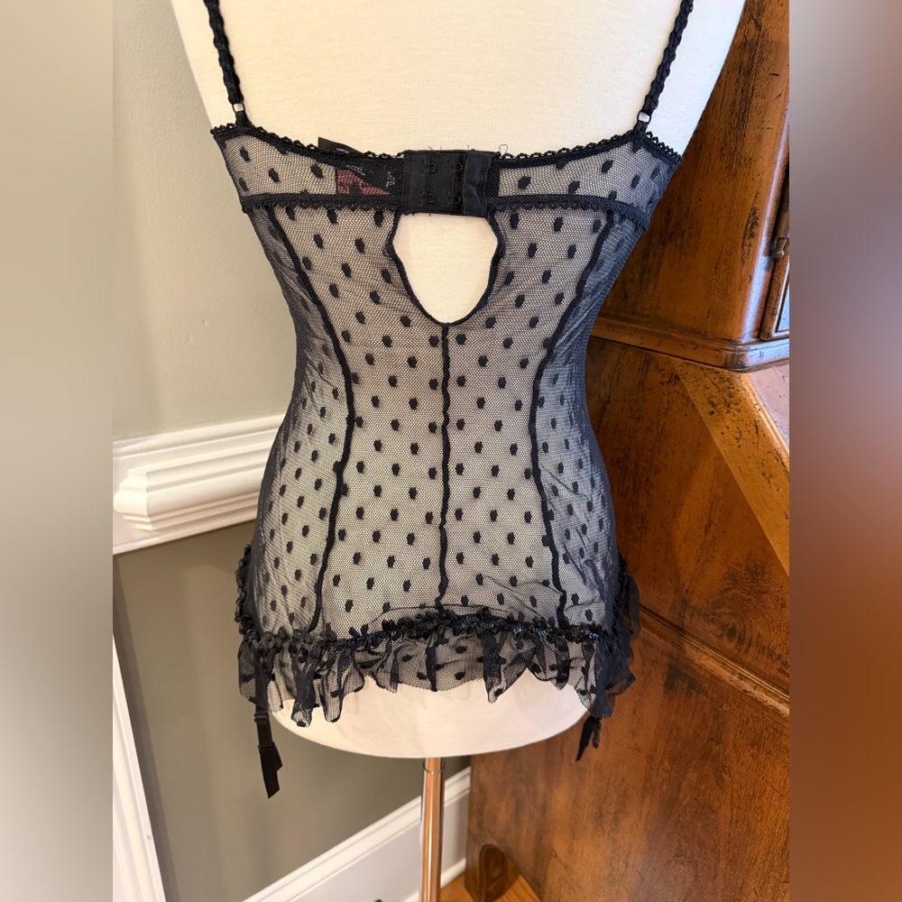 Victoria's Secret "Sexy Little Things" Milkmaid Mesh Corset w/Garter Clips 36C - Picture 4 of 8